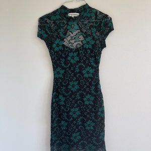 Almost Famous Green & Black Lace Dress | SMALL